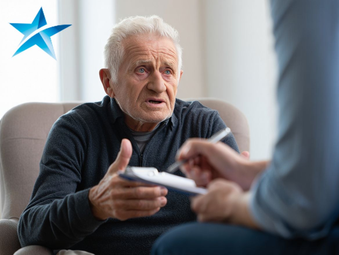 Пожилой мужчина на консультации с психиатром